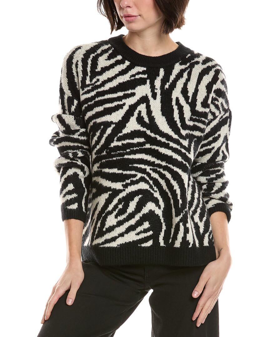 Vince Camuto Womens Zebra Jacquard Crew Neck