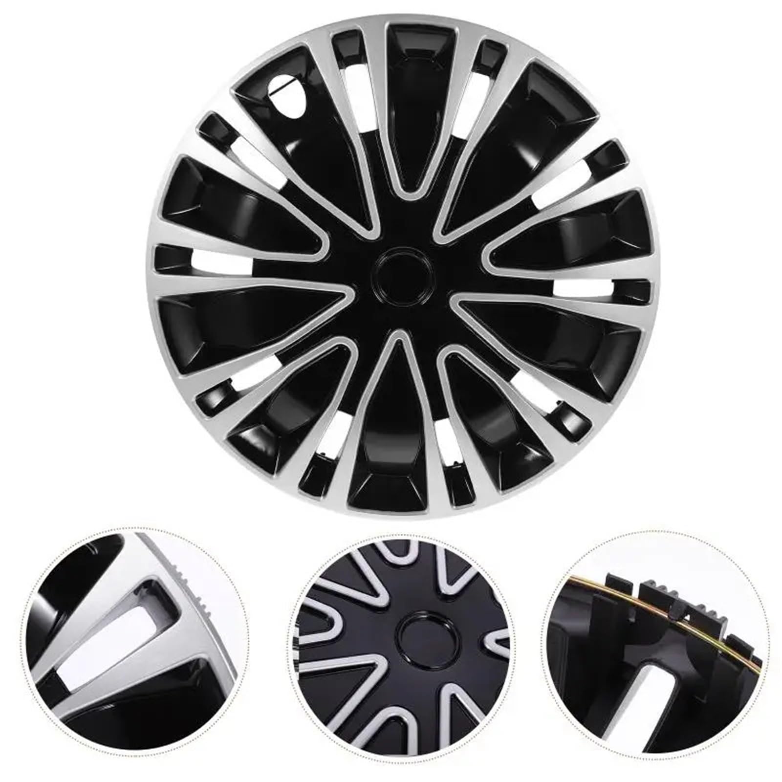 Kołpaki, 15-calowe kołpaki samochodowe skórzane etui na koła osłona piasty pojazdu ściana samochodu(Gloss Black)