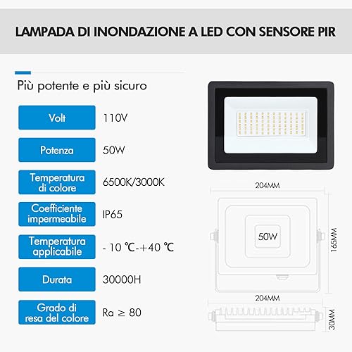 Miniatura 7 de Luces de inundación al aire libre 50 W LED de inundación al aire libre 5000LM luces de seguridad LED 6500K luz de trabajo LED, luces de inundación