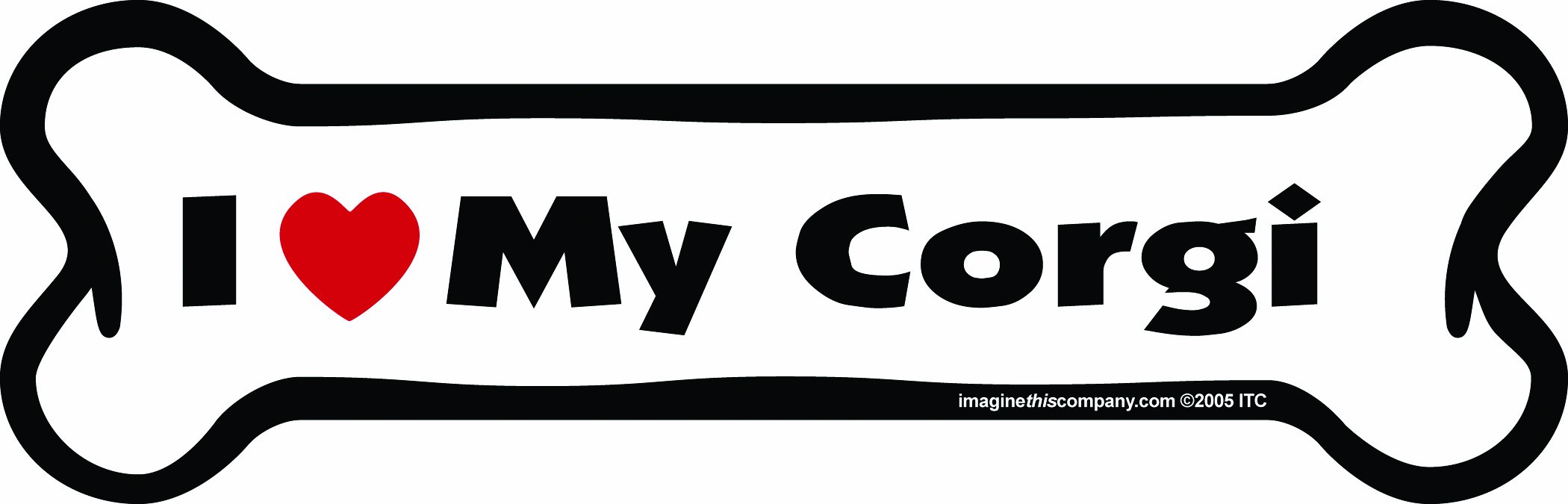 Imagine This Bone Car Magnet, I Love My Corgi, 2-Inch by 7-Inch