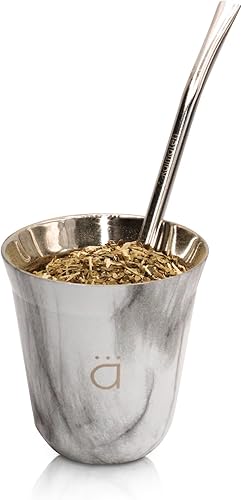 Miniatura 9 de Kalmateh Petite Yerba Mate Starter Set  Moderno vaso mate de acero inoxidable de doble pared de 5 onzas con limpiador BombillaBombilla y yerba mate