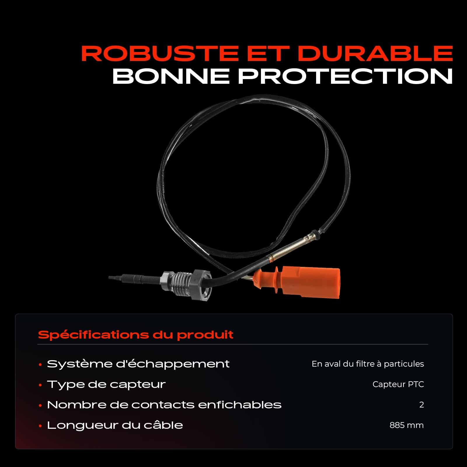 Frankberg Capteur de température des gaz d'échappement 03L906088CH | Compatible avec: A1 Sportback 8XA 8XF, Ibiza IV Sportcoupe 6J1 6P5, R.o.o.m.s.t.e.r 5J7, Polo 6C1 6R1, Tolède IV KG3