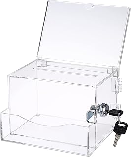 Abschließbar Acrylspendenbox Vorschlagsbox Wahlurne mit Schildhalter | Visitenkartenbox Kummerkasten Kartenbox Transparent Aufbewahrungsbox zum Visitenkarten Abstimmen Spenden Sammeln Kommentiere