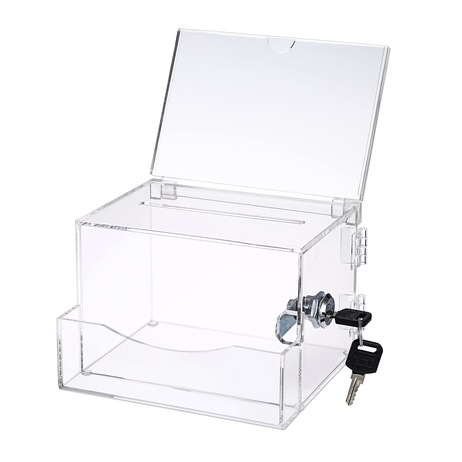 Caja de Sugerencias-Transparente de Acrílico de 6 caras Caja de Donación Urnas Votaciones de Plástico de 4x6 Pulgadas con Cerradura y Llave para Tarjetas de Presentación Boletos de Rifa