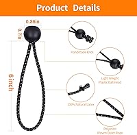 Vista 2 de Cuerdas elásticas de bolas de 6 pulgadas, 50 unidades, color negro, resistentes para toldo, lona, para campamento, refugio, carga, pantalla