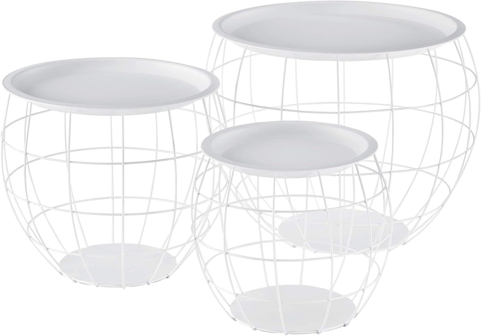 Set Di 3 Tavolini Da Salotto Rotondi Relaxdays - Sovrapponibili In Ferro E Legno Di Mango - Foto 10