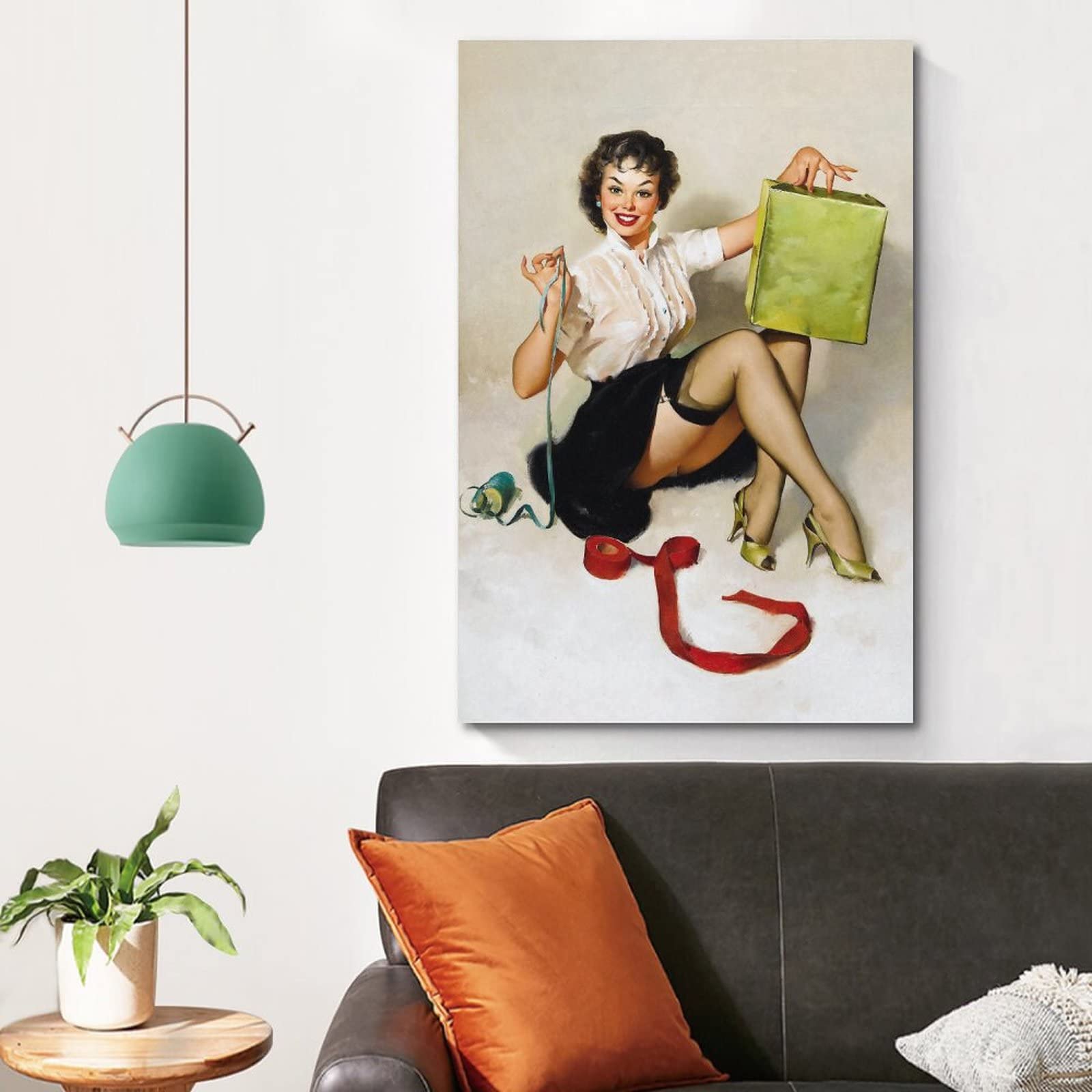 Tableau Pin Up Années 30 - Reproduction Sur Toile 60x80cm - Grand Format - Déco Rétro