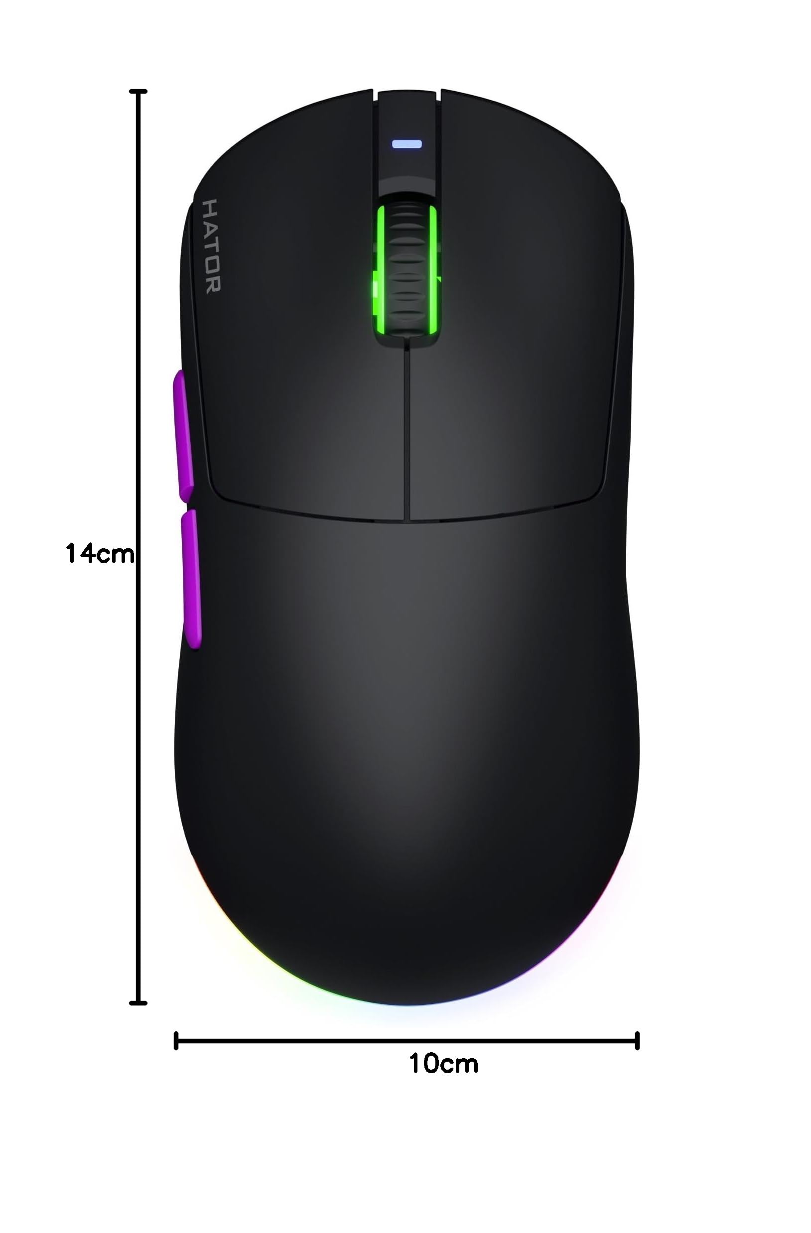 HATOR Quasar 3 Ultra 8K Wireless Ratón Gaming inalámbrico, 65g Ultraligero, PixArt PAW3950, 30000 dpi, Optical Switches 100M, 8000Hz, 2.4GHz/Bluetooth 5.4/USB-C, PTFE Skates, RGB, PC/Mac (Negro)