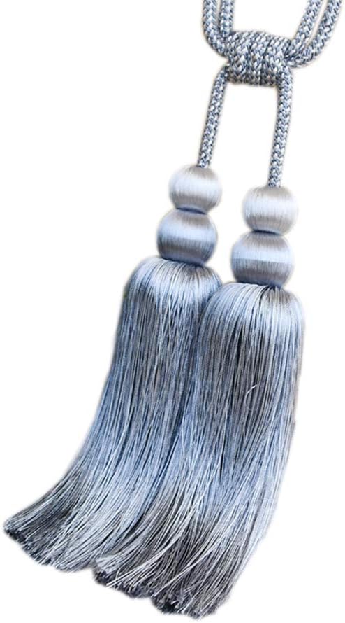 1 Pair Double Ball Style Tassels Curtain Tiebacks Holdbacks Home Decorative Curtain Rope Tiebacks Curtain Buckle for Living Room & Bedroom Decoration (Orange)