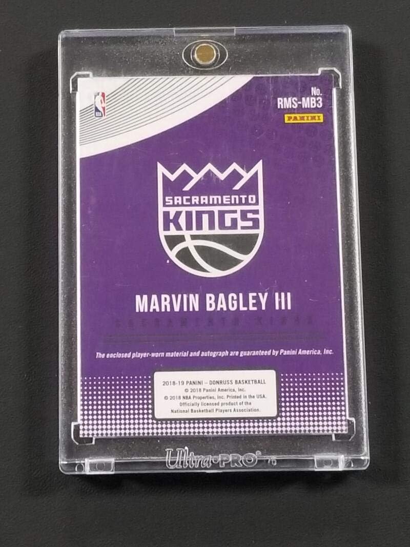 Basketball NBA 2018-19 Donruss Rookie Materials Signatures #38 Marvin Bagley III NM Near Mint MEM Auto 87/99 Sac Kings