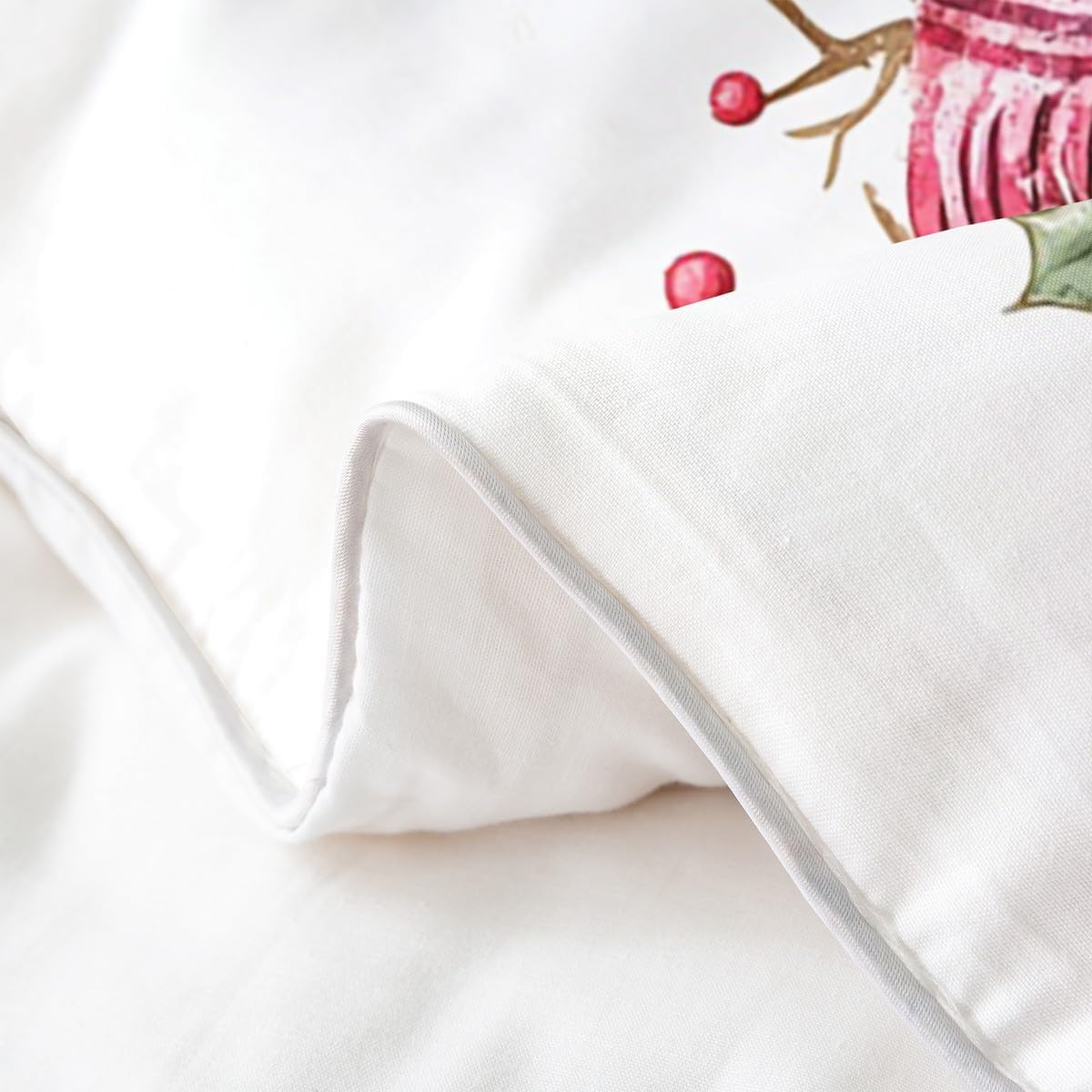 Erosebridal Pink Christmas Bedding Set Twin Cute Winter Snowman 100% Cotton Duvet Cover Street Lamp Cardinal Comforter Cover for Kids Boys Girls Adults Xmas Snowman Bed Set 2 Pcs