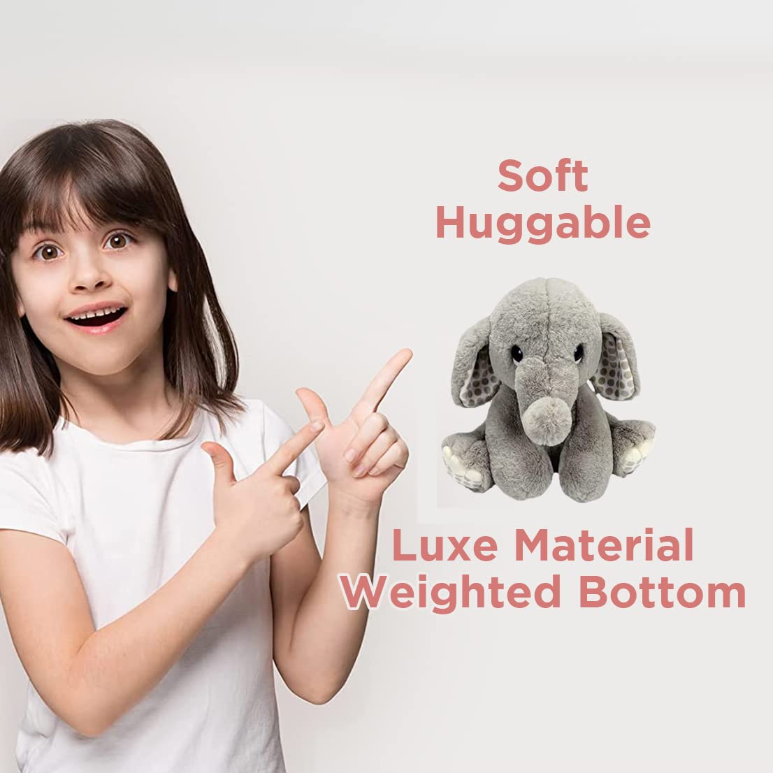 Aurora Benny Luxe Plush Elephant Cute Stuffed Animal for Baby 10" Weighted Seated