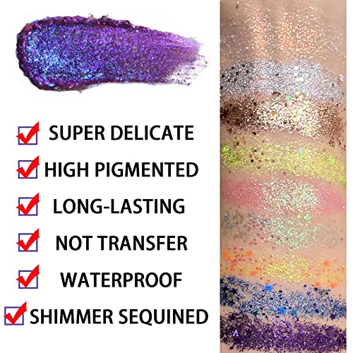 Glitter Eyeshadow Palette Makeup 9 Colors Body Glitter Glue Gel Palette Colorful Shimmer Sparkle Eyeshadow Long Lasting Highly Pigmented Waterproof Professional Glitter Eyeshadow Rainbow Face Paint #TOP4