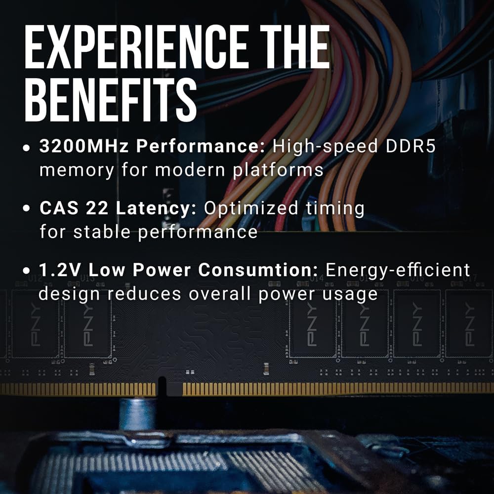 PNY Performance 16GB DDR4 DRAM 3200MHz (PC4-25600) CL22 (Compatible with 2666MHz, 2400MHz or 2133MHz) 1.2V Desktop (DIMM) Computer Memory – MD16GSD43200-TB