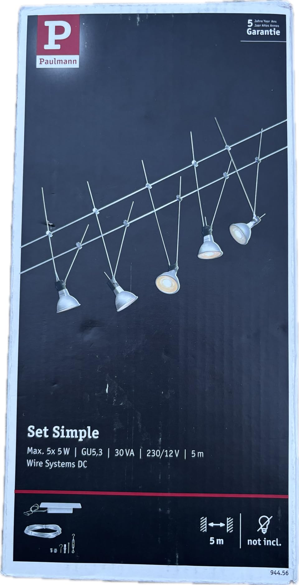 Paulmann - Sistema de cables (5 x 10 W, GU5,3, cromo)