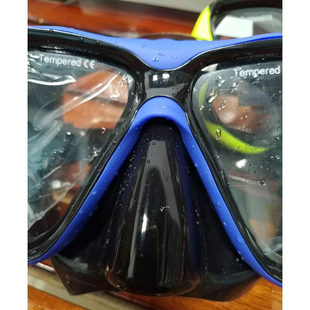 Snorkel Set Anti-Fog Snorkeling Máscara de Buceo con Tubos de respiración Libres mejorados Snorkel Superior seco antifugas para Adultos y jóvenes Azul