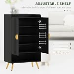 HOMCOM Cabinet de chaussures étroite pour entrée, armoire de rangement de chaussures avec 2 Portes, étagères réglables, compartiment ouvert et jambes en acier pour Hallway, salon, cales 15 Des paires, noir