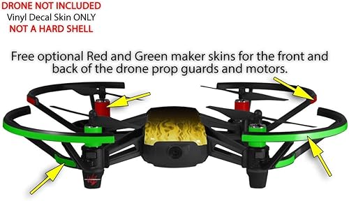 Miniatura 3 de Skin Decal Wrap 2 Pack para DJI Ryze Tello Drone Fire Yellow Drone No Incluido
