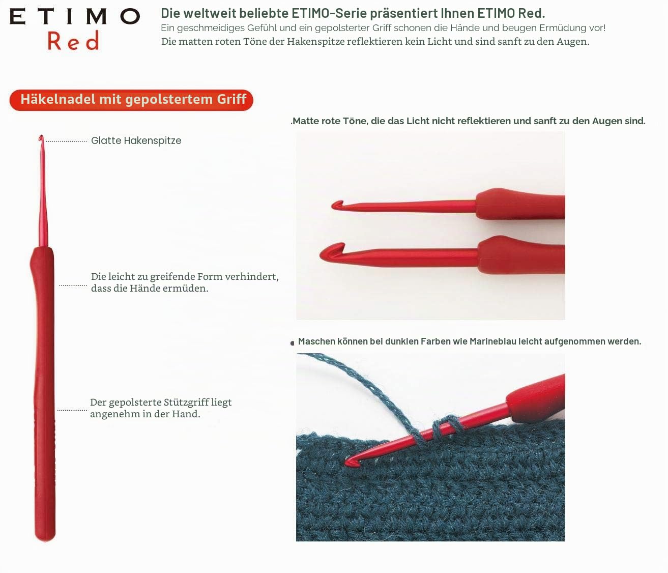 Tulip Etimo Red Häkelnadel-Set mit Softgriff - 1 Stück