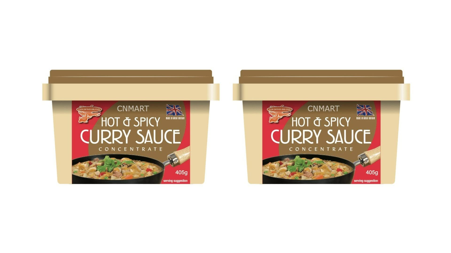 Goldfish Chinese Takeaway Curry Sauce Paste Concentrate 405g Hot and Spicy (Pack of 2) by CNMART