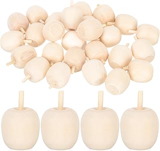 Amosfun DIY Unpainted Wooden Fruit Ornaments 30Pcs Mini Paintable Wood Apples for Kids Crafts Hand Painting and Creative Decoration