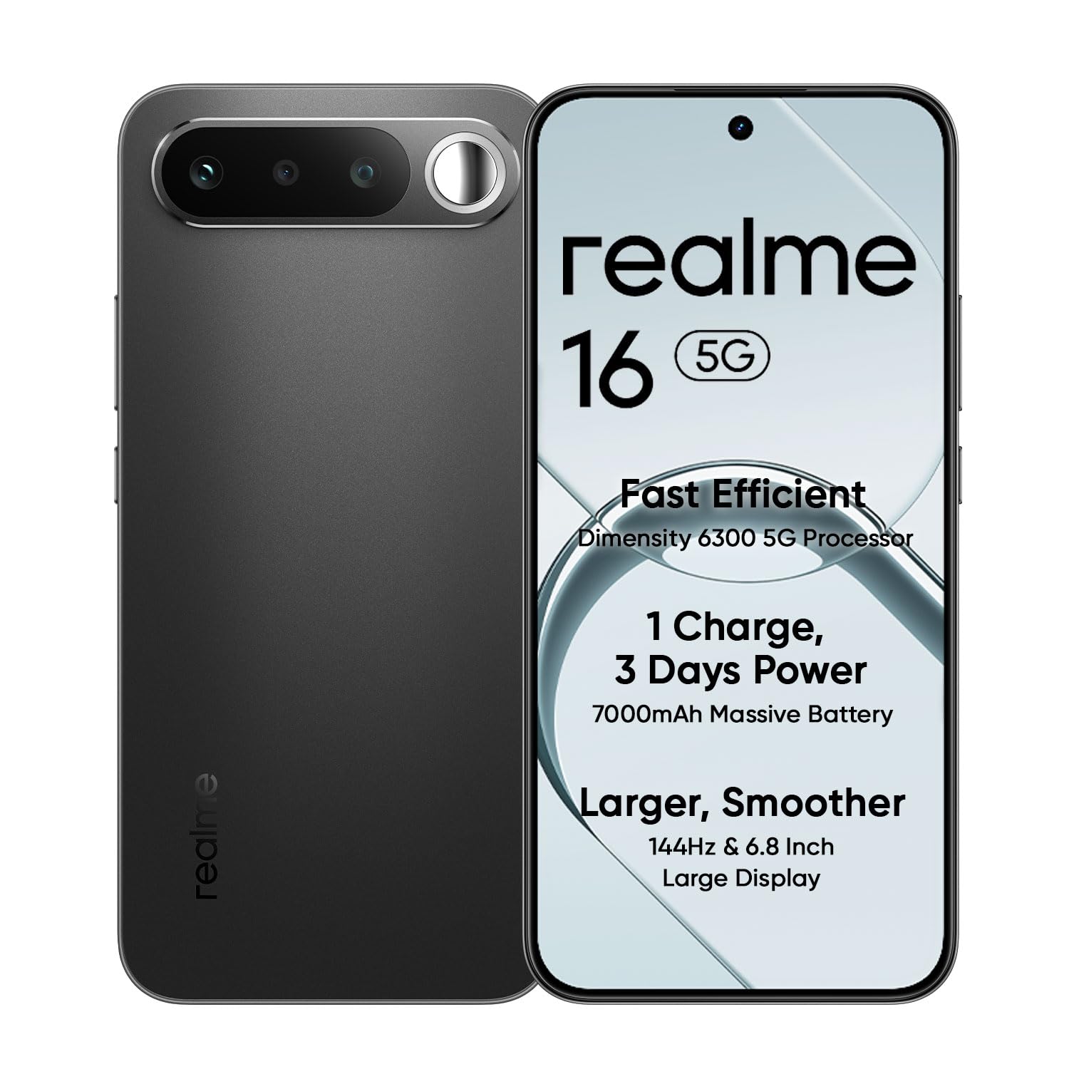realme 16 5G Smartphone 8+128GB Air Black, 7000mAh Massive Battery + 60W Fast Charging, 120Hz Refresh Rate + AMOLED Smooth Display, 50MP AI Camera System, Dimensity 6400 Turbo Processor, IP69.-picture-22