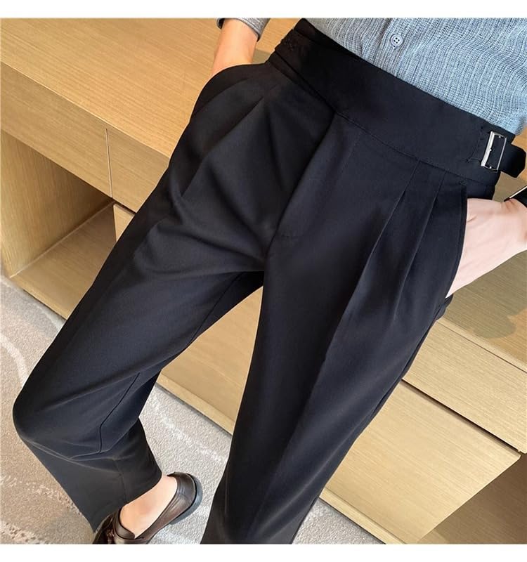 Men's Suit Trousers Business Straight British Casual High-Waisted Suit Pants3