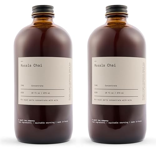 Dona Masala Chai Concentrado original, lote pequeño, especias de origen único, chai caliente o helado, botellas de 16 onzas líquidas (paquete de 2)