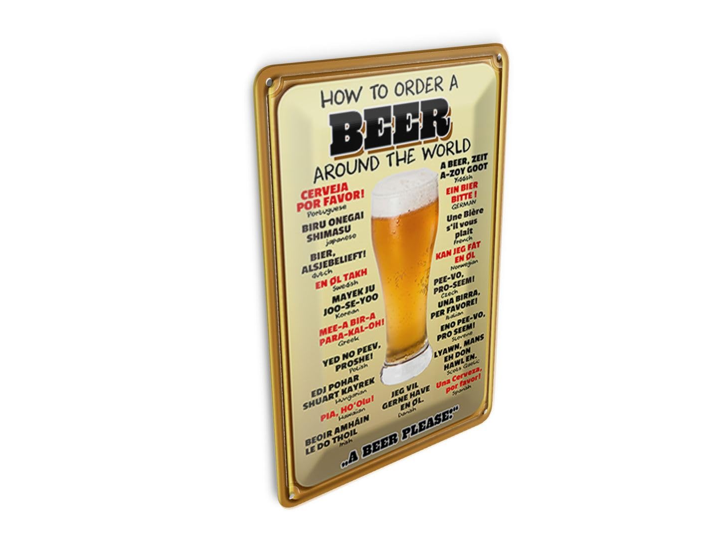 Femer Tin Postcard Alcohol 10 x 14 cm How to Order a Beer Please Decorative Sign