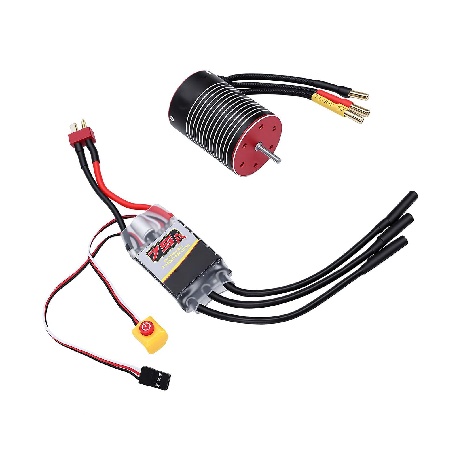 Fockety Bezszczotkowy Silnik RC ESC Combo, Wodoodporny, Pyłoszczelny Silnik 5200KV 3650 75A ESC z Wałem 3 175 Mm dla 1 10 1 8 Samochodów RC Ciężarówek łodzie