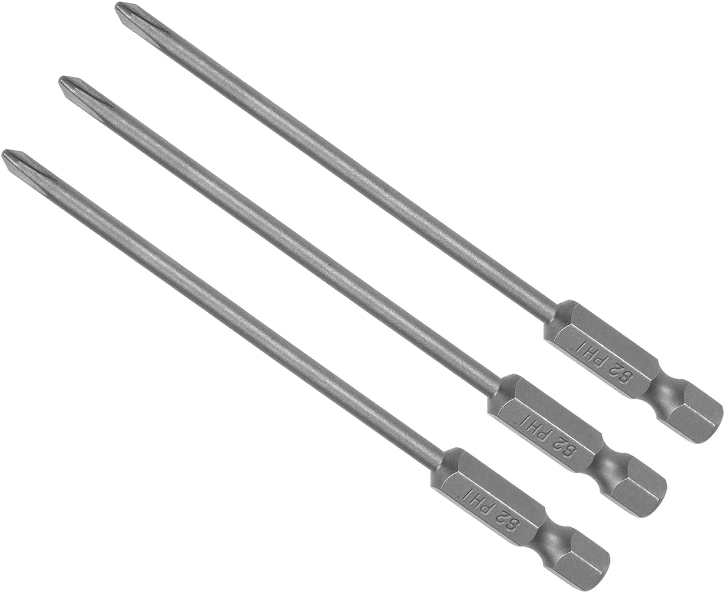 Phillips Cross Screwdriver Bits, PH1 100mm Long 1/4" Hex Shank, S2 Magnetic Phillips Drill Bit - (Applications: for Power Impact Driver), 3-Pieces