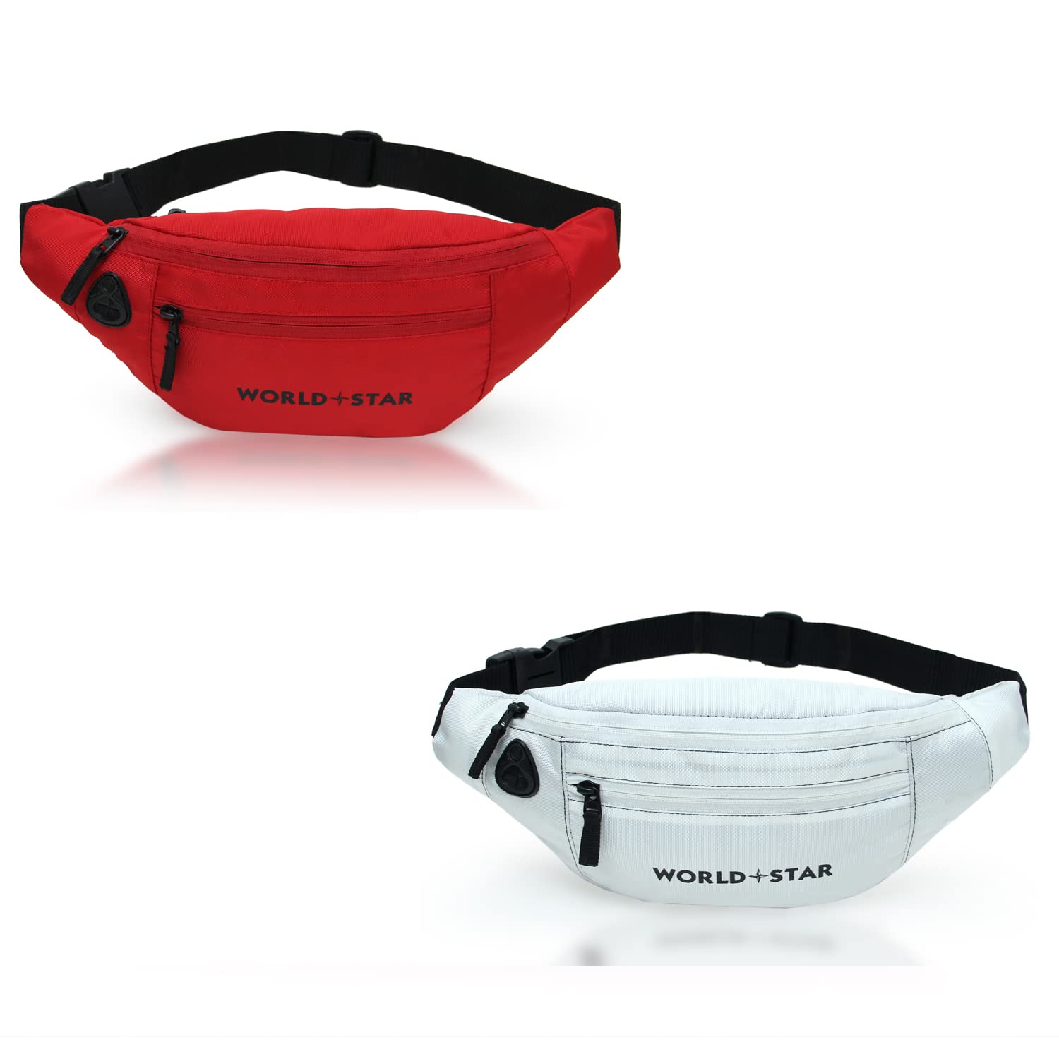 waist bag for men & women, slim fanny pack casual sling shoulder chest pack with adjustable strap for walking, cycling, running, hiking hold phones, keys, cards (combo rock red & white)