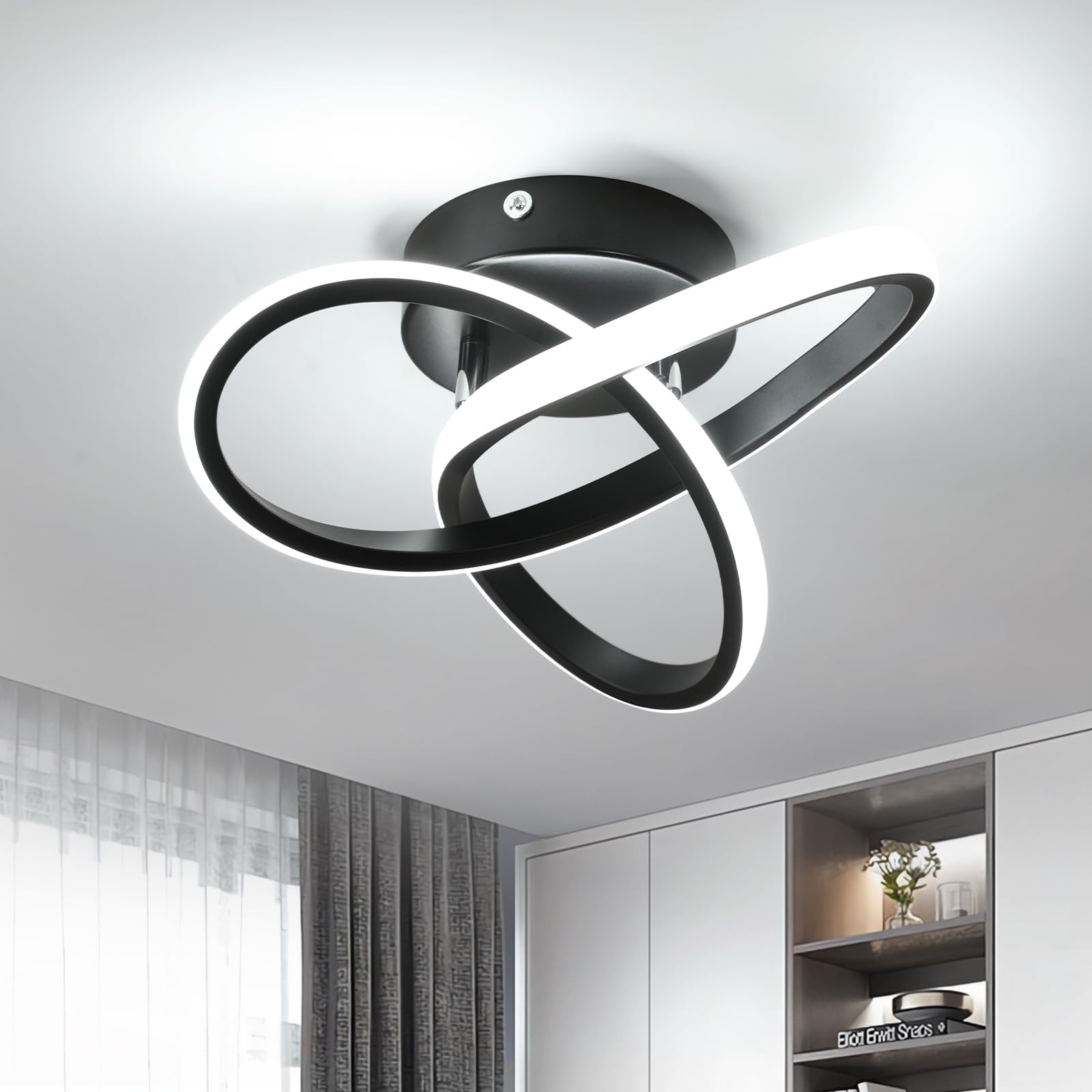 Modern LED Ceiling Light 19W Spiral Design 3000K 4500K 6500K 3 Color Modes Swichable Ceiling Lighting Fixtures Ceiling