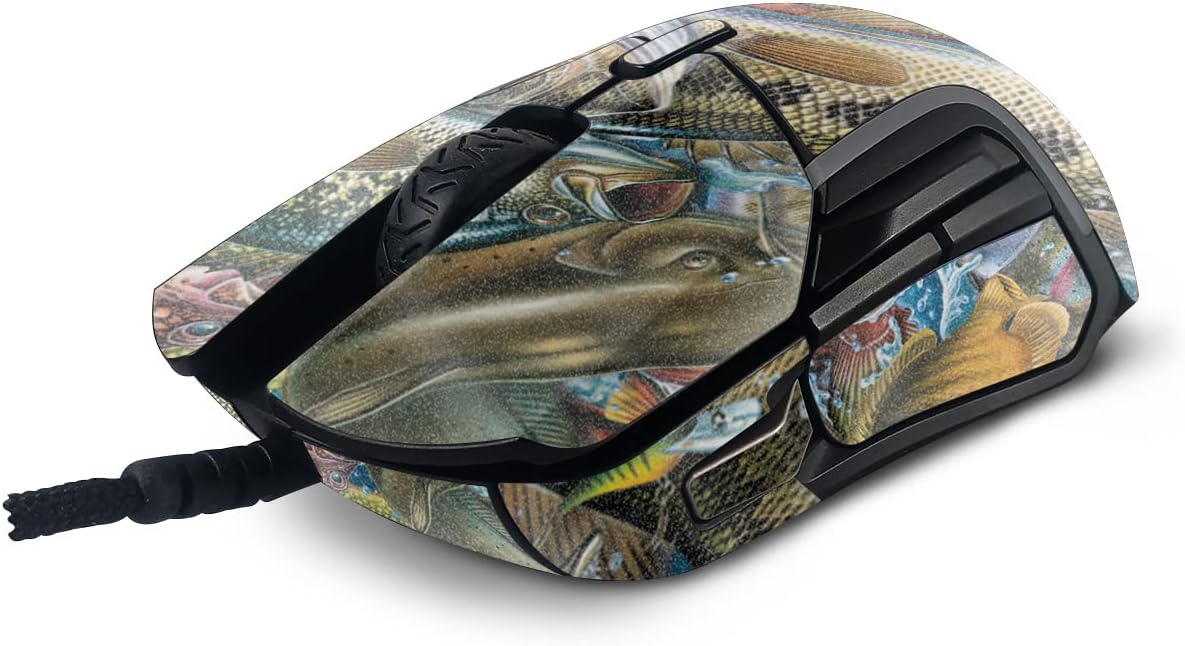 MightySkins Glossy Glitter Skin Compatible with SteelSeries Rival 5 Gaming Mouse - Action Fish Puzzle | Protective, Durable High-Gloss Glitter Finish | Easy to Apply | Made in The USA