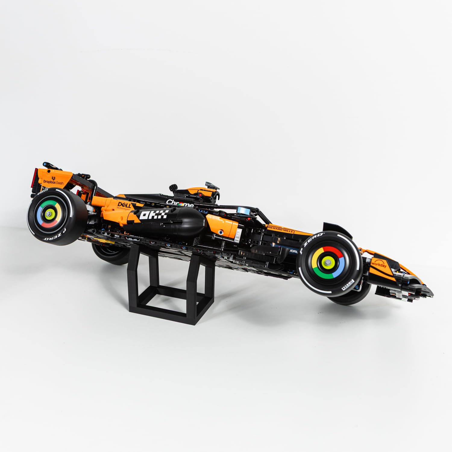 Display Stand Compatible with LEGO Technic McLaren F1 42228 – Premium Shelf Stand for Formula 1 Race Car Models – Angled Display Mount for Collectors – Car Model Not Included