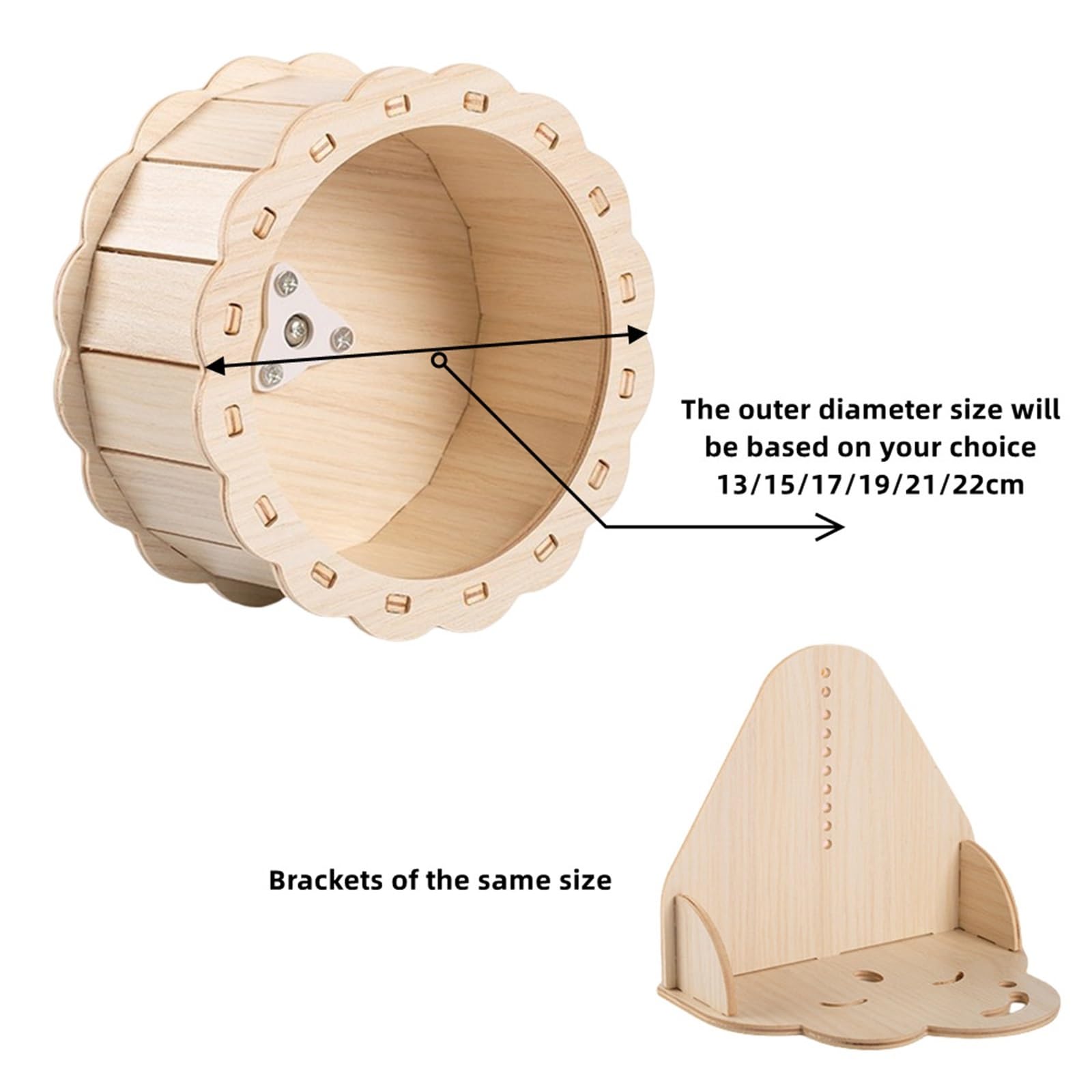 Rueda Hamster Mascota Corriendo silenciador de Madera for Ejercicio Jaula Juguete Conejillo Indias Ardilla Oso Dorado para Mascotas(Outer Diameter 19cm)