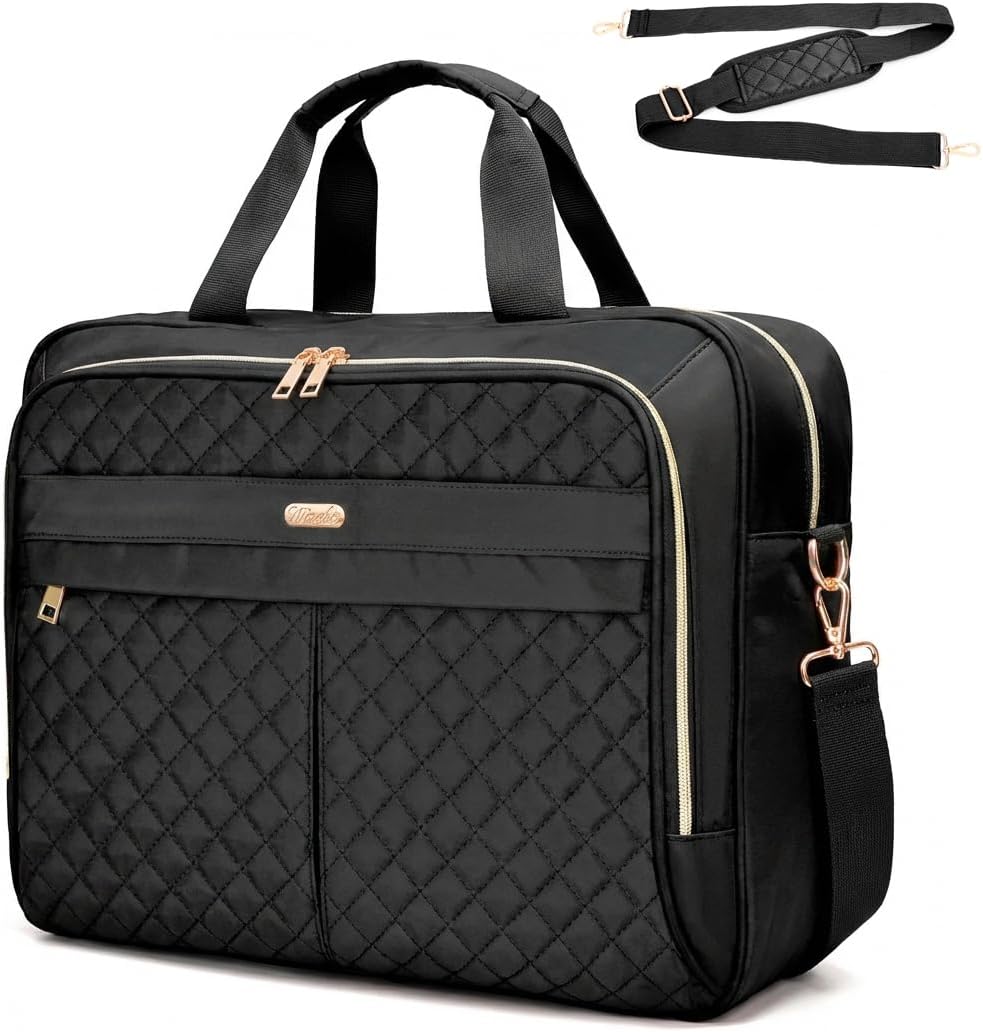 WIRABO 17 Inch Laptop Bag for Women, Computer Bag, Laptop Briefcase, Black