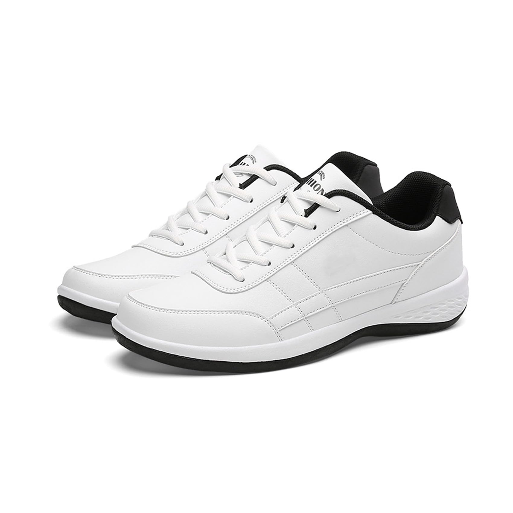 RiceelSor Mens Leather Low Top Sneakers Lace-Up Round Toe Breathable Comfortable with Arch Support Dress Business Walking Shoes