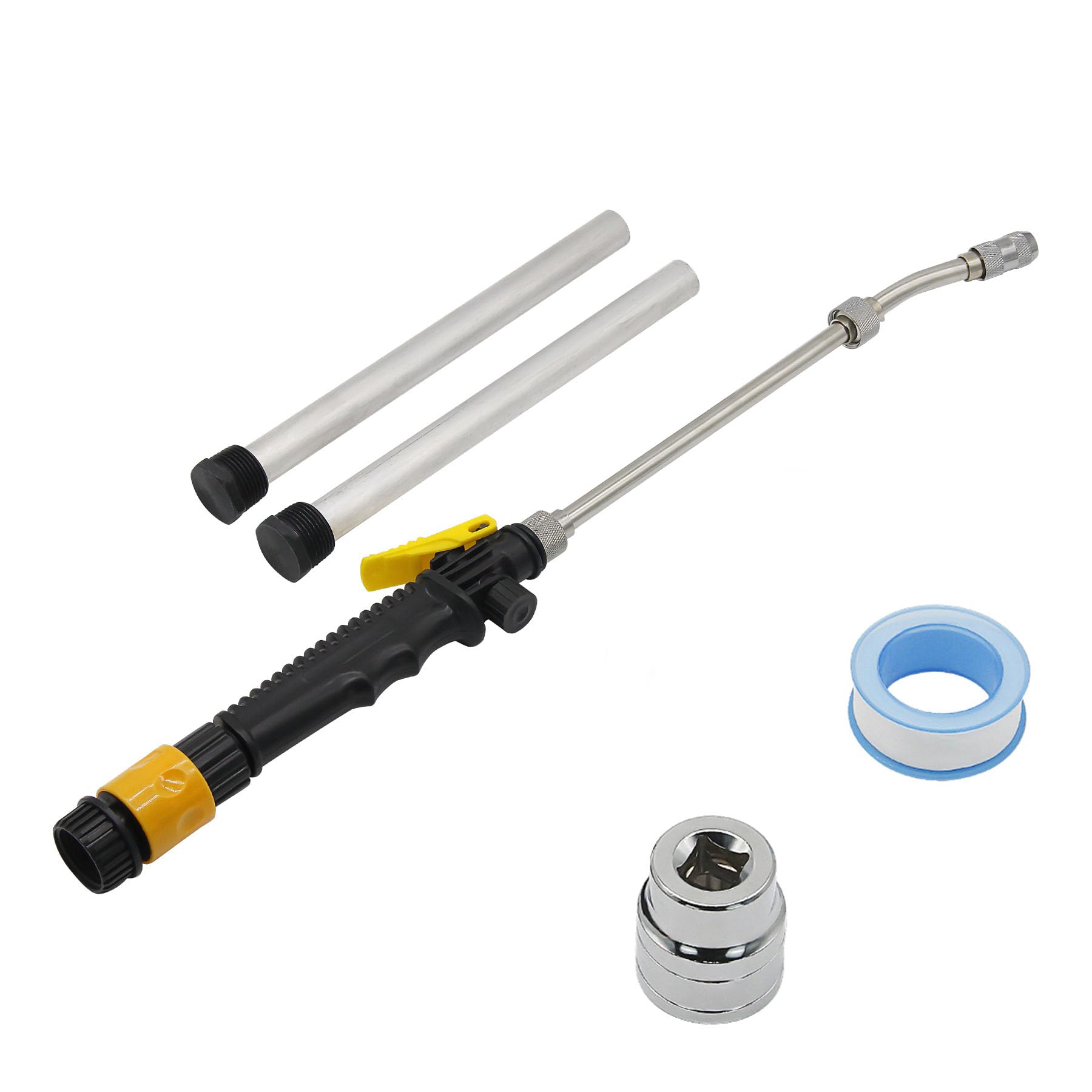 Powswopx - Juego de 5 varillas de lavado para calentador de agua de RV con ánodo y juego de llaves de vaso para elemento (9,25 L x 3,4 NPT), varilla de magnesio para limpieza de tanque de agua caliente Suburban Mor Flo Camper con llave hexagonal doble
