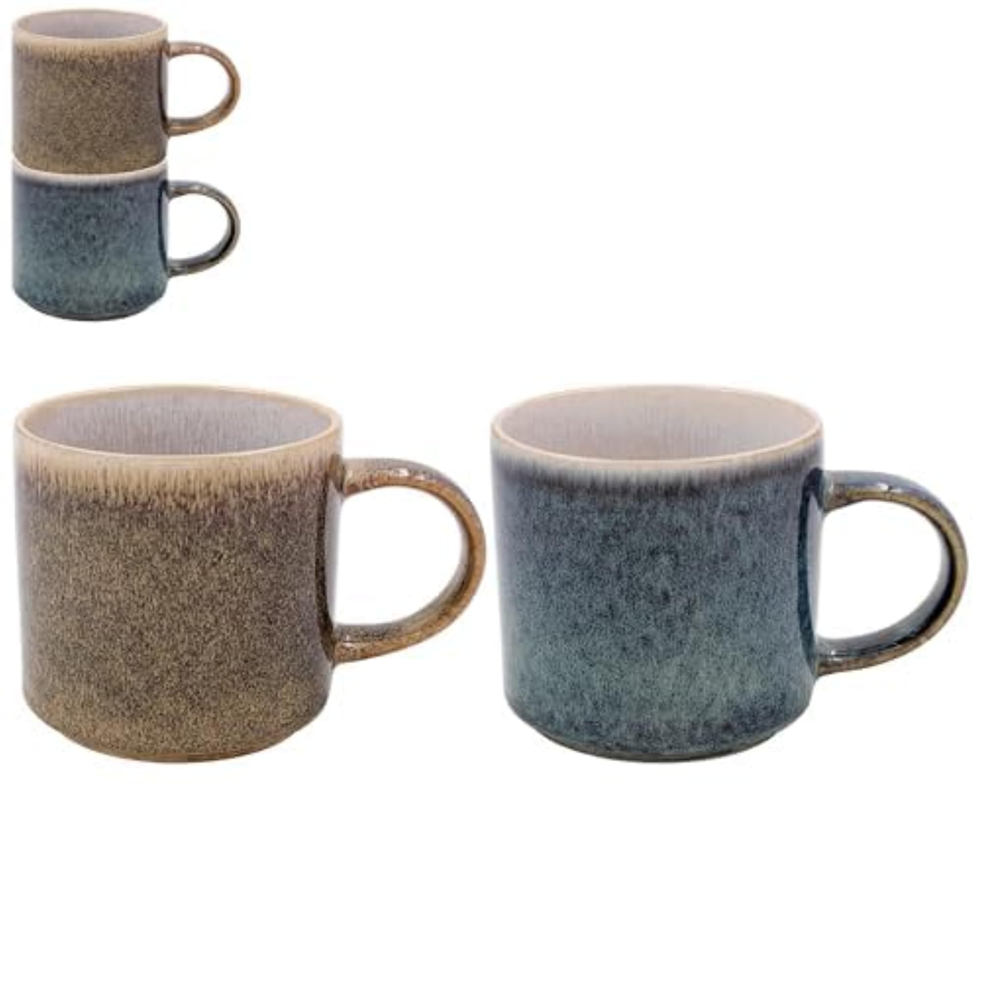 Lesser & Pavey Men's Mottle 1 Elets Reactive Glaze Mugs Set Of 2 | Stylish Tableware For Home Use | Coffee Cups For Every Occasion | Ideal And Birthday Gifts - Lp73791, Mottle