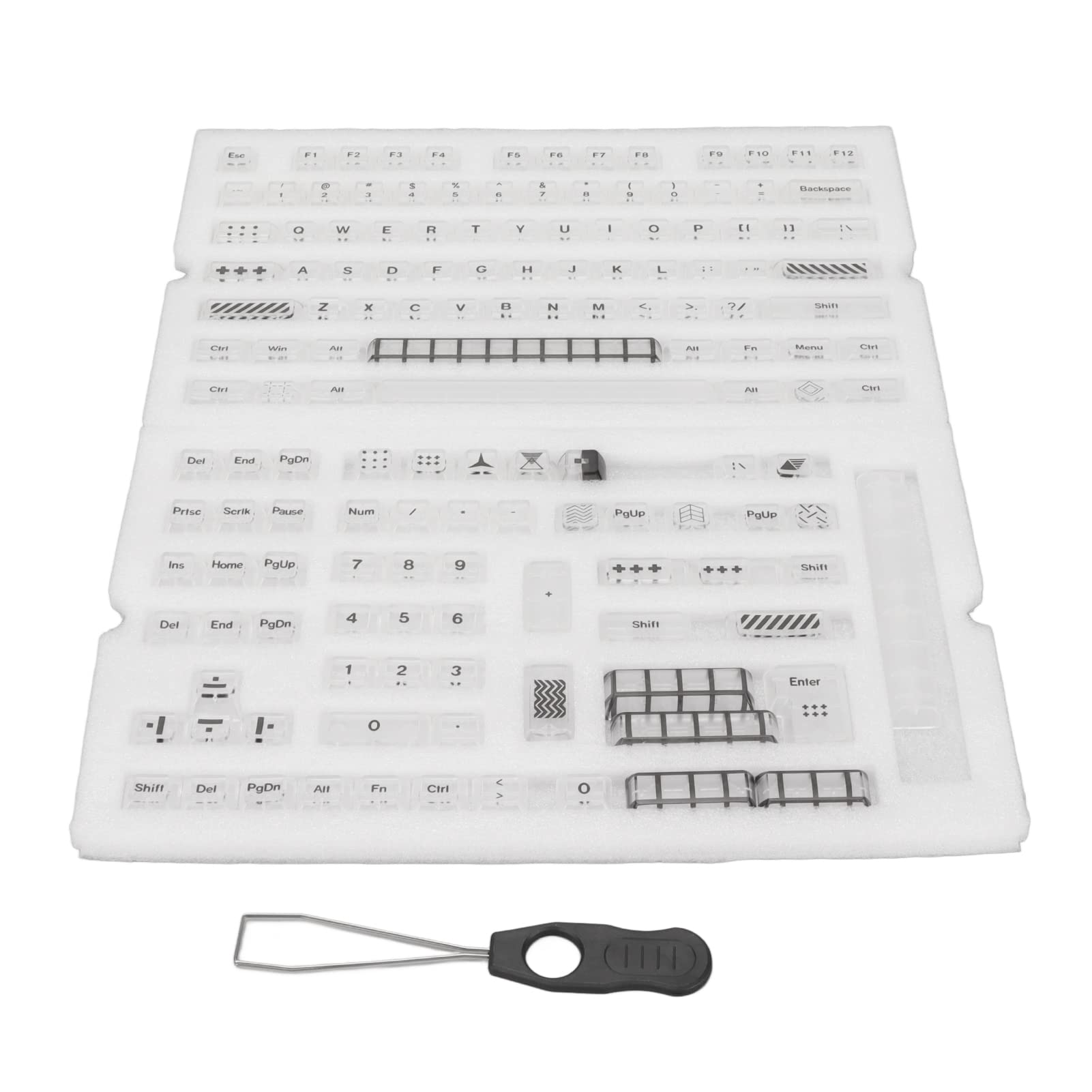 145 Klawiszy Zestaw Przezroczystych Klawiszy, Klawisze Profilu PC KCA do Wysokości Wiśni, DIY Uniwersalne Przezroczyste Klawisze KCA ze ściągaczem do Klawiatury Mechanicznej