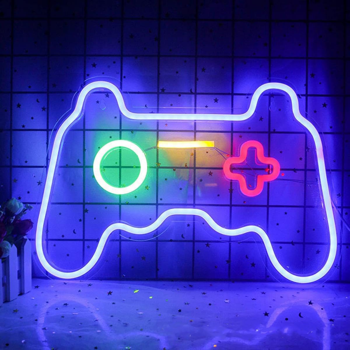 Gamepad Shaped LED Neon Sign for Game Room Decor Night Light Bedroom Decor Gamer Light USB Powered Gaming Sign Teens, Boys, Kids Christmas