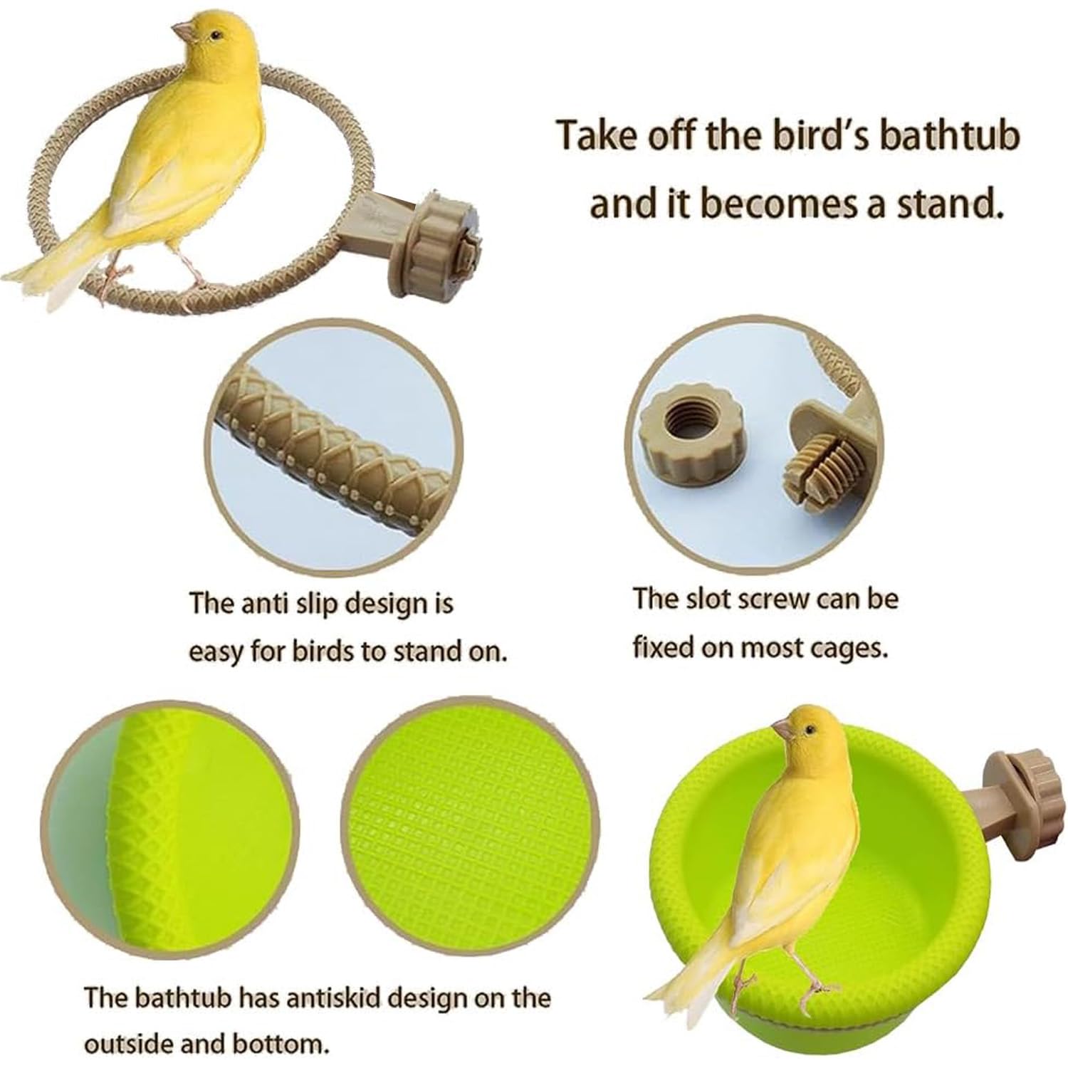 MEISO Baignoire Pour Oiseaux Suspendus, Baignoire Douche Pour Perroquets Canaris, Accessoires De Cage D'Oiseaux En Plastique (A)