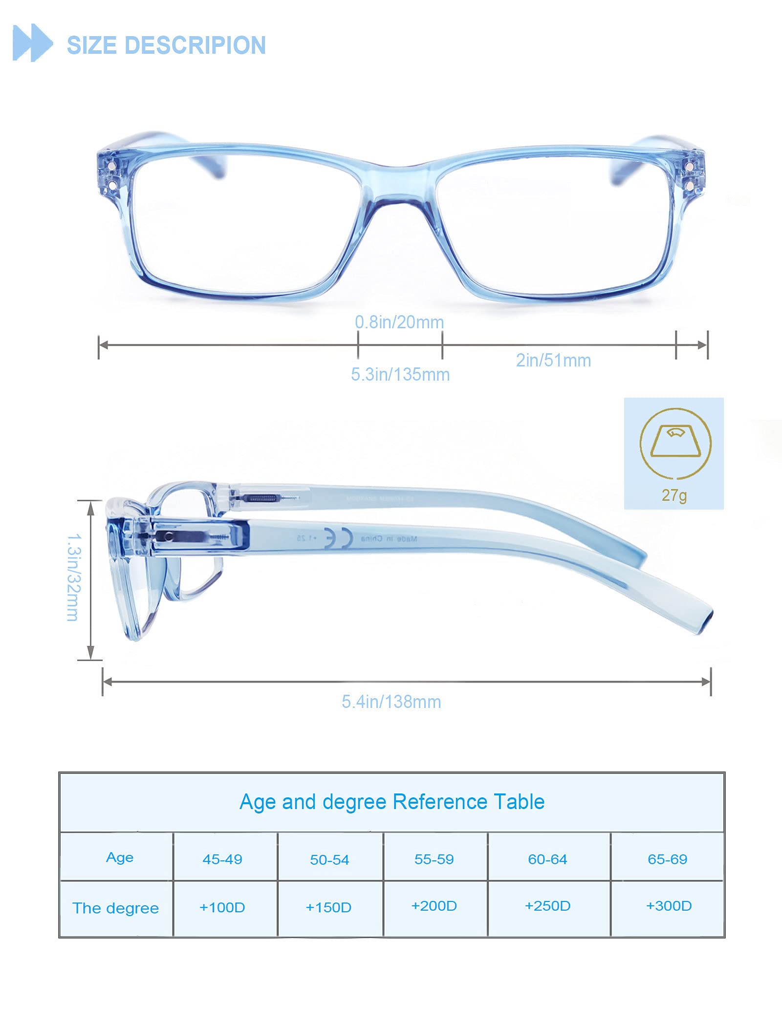 HEEYYOK 4 works Mens Reading Glasses Unisex Rectangular Black Blue Tortoise Frame Readers Fexible Spring Hinge(Include 4 Pouches and 1 Sunshine Readers) - Image 4
