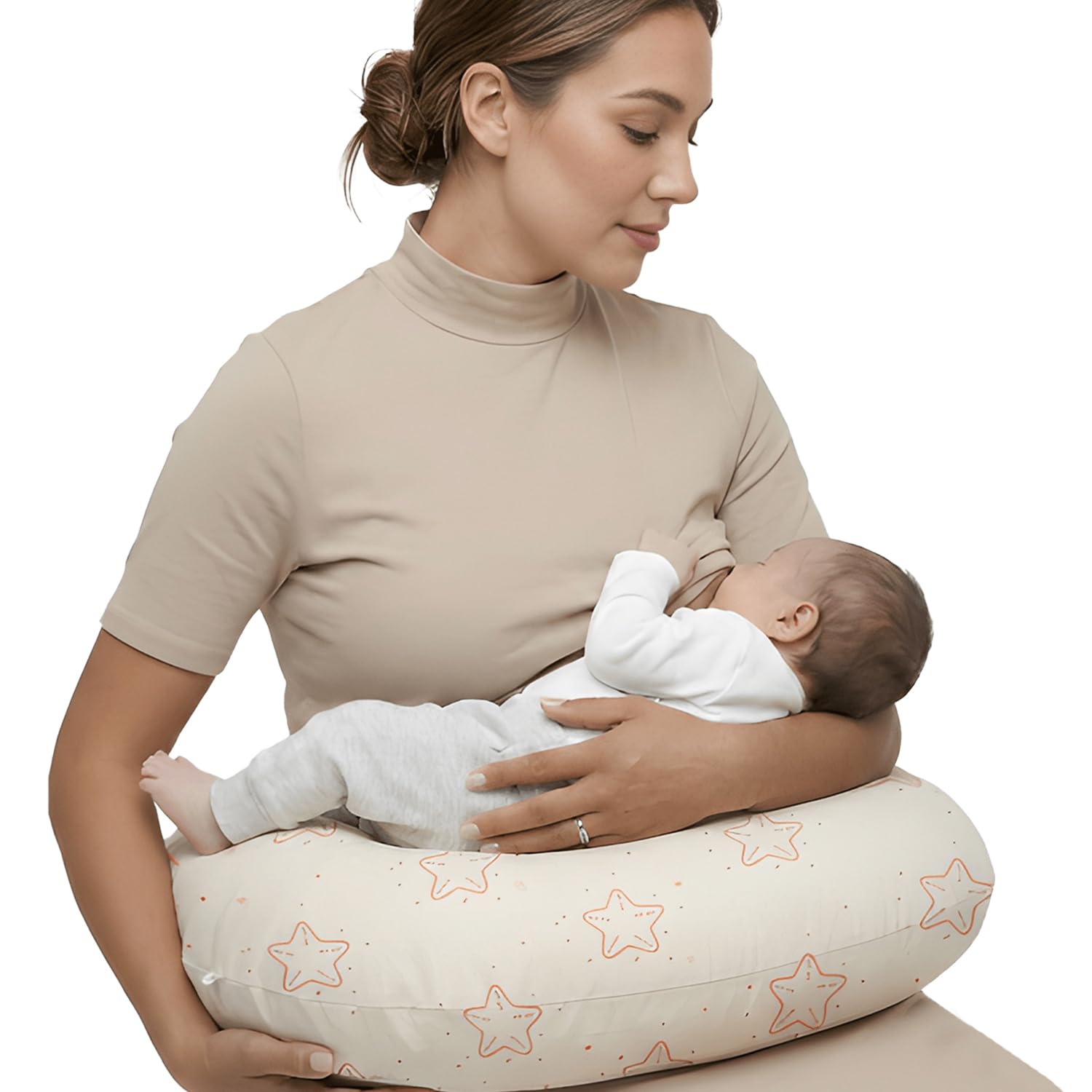 LivinEase Multifunctional Nursing Pillow - Versatile Breastfeeding Pillow with 100% Cotton Pillowcase - Pregnancy Gifts - Washable Maternity Feeding Pillow (Star)