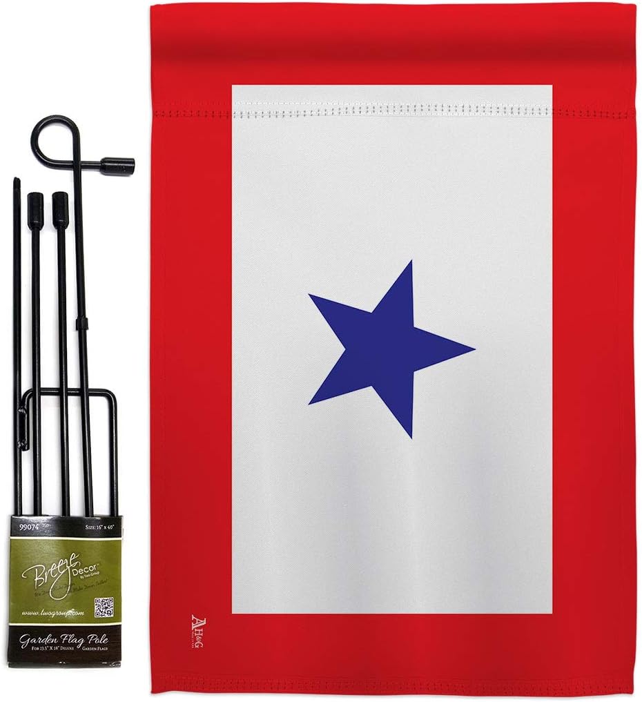 Blue Star Flag For Military Family Deployment With Pole Set Stand Outside House Bandera Door Yard Post Home Taprstry Wall Grave Decorations For Cemetery Service Porch Decor Memorial Veteran Day Gifts