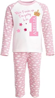 Personalised When I wake up I'll be One Any Age Birthday Pyjamas First Birthday Name Pjs Girls Pink Cloud all ages