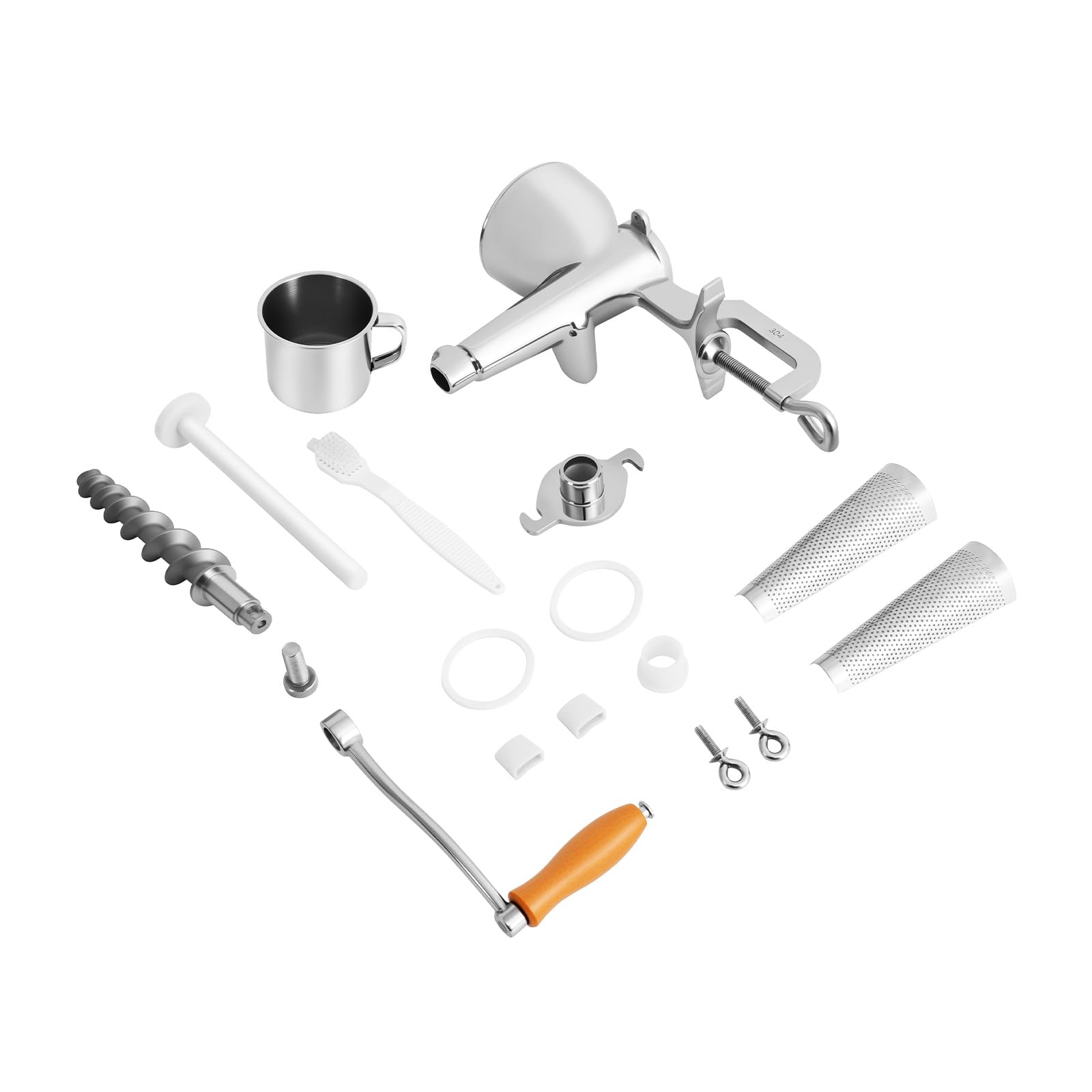 Extracteur de jus, manuel, en acier inoxydable, 32 cm, professionnel, pour fruits, légumes, herbe de blé et légumes à feuilles, avec borne à vis, en acier inoxydable argenté
