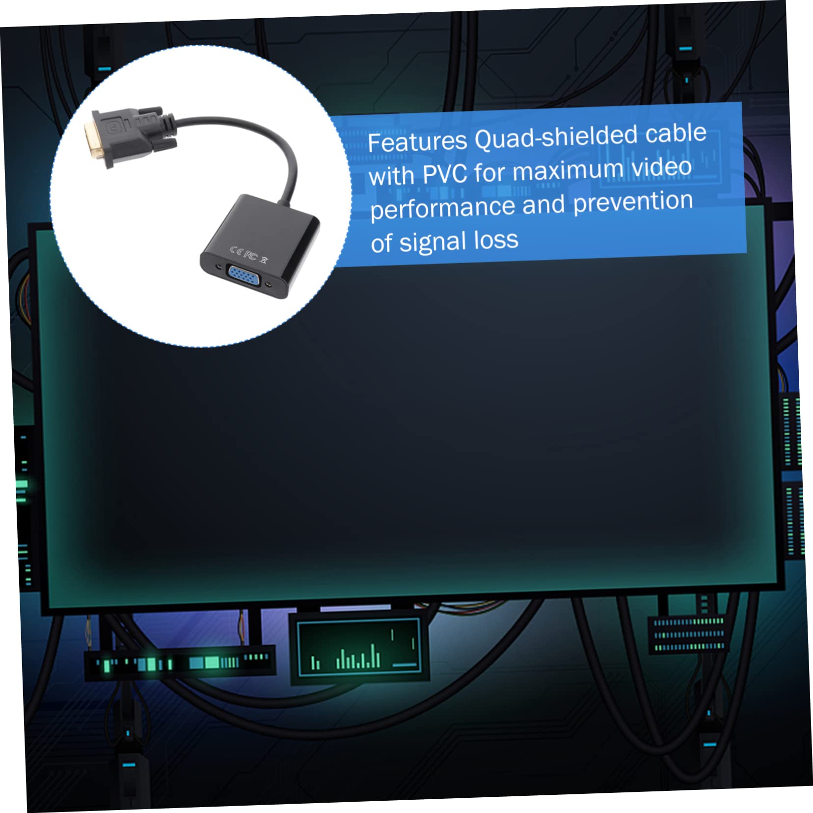 HOMSFOU to Vga Adapter Cable Male to Vga Female 1080p Resolution for Pc HDTV Displays