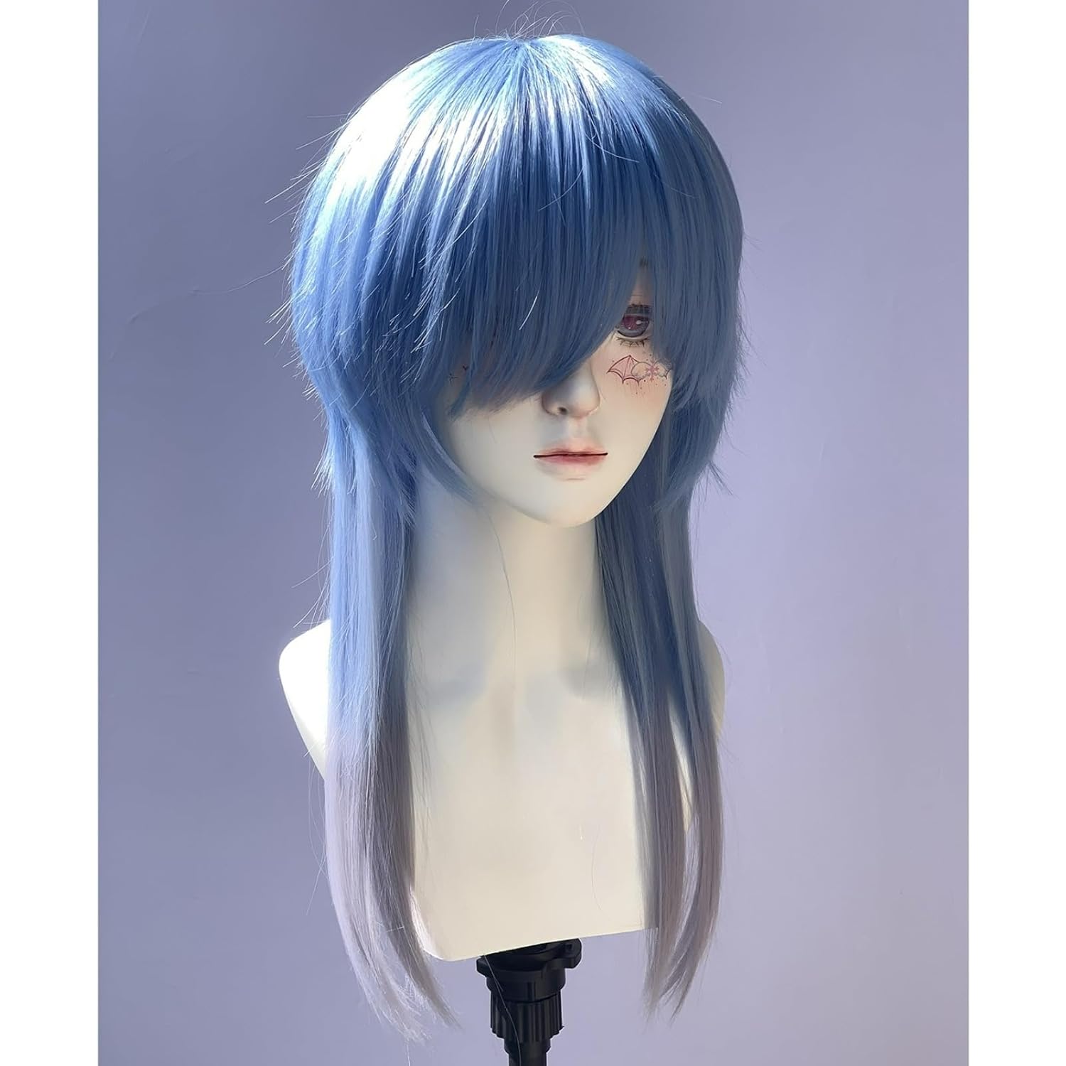 scorro Wolf Cut Wig Black Red Gradient Layered Hair Pink Gradient Jellyfish Hair Long Straight Lolita Wig Wolf Tail Mullet Head Dopamine Y2k Subculture Harajuku Wig for Women (Dark green gradient)